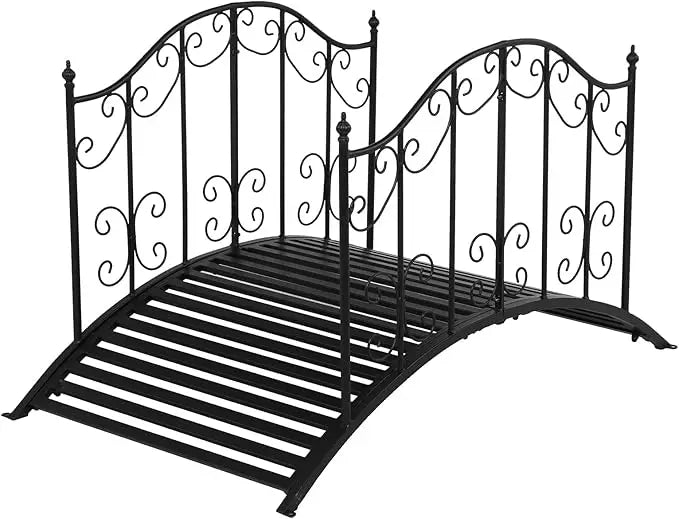 Vingli Garden Bridge Arch for Ponds with Guardrails