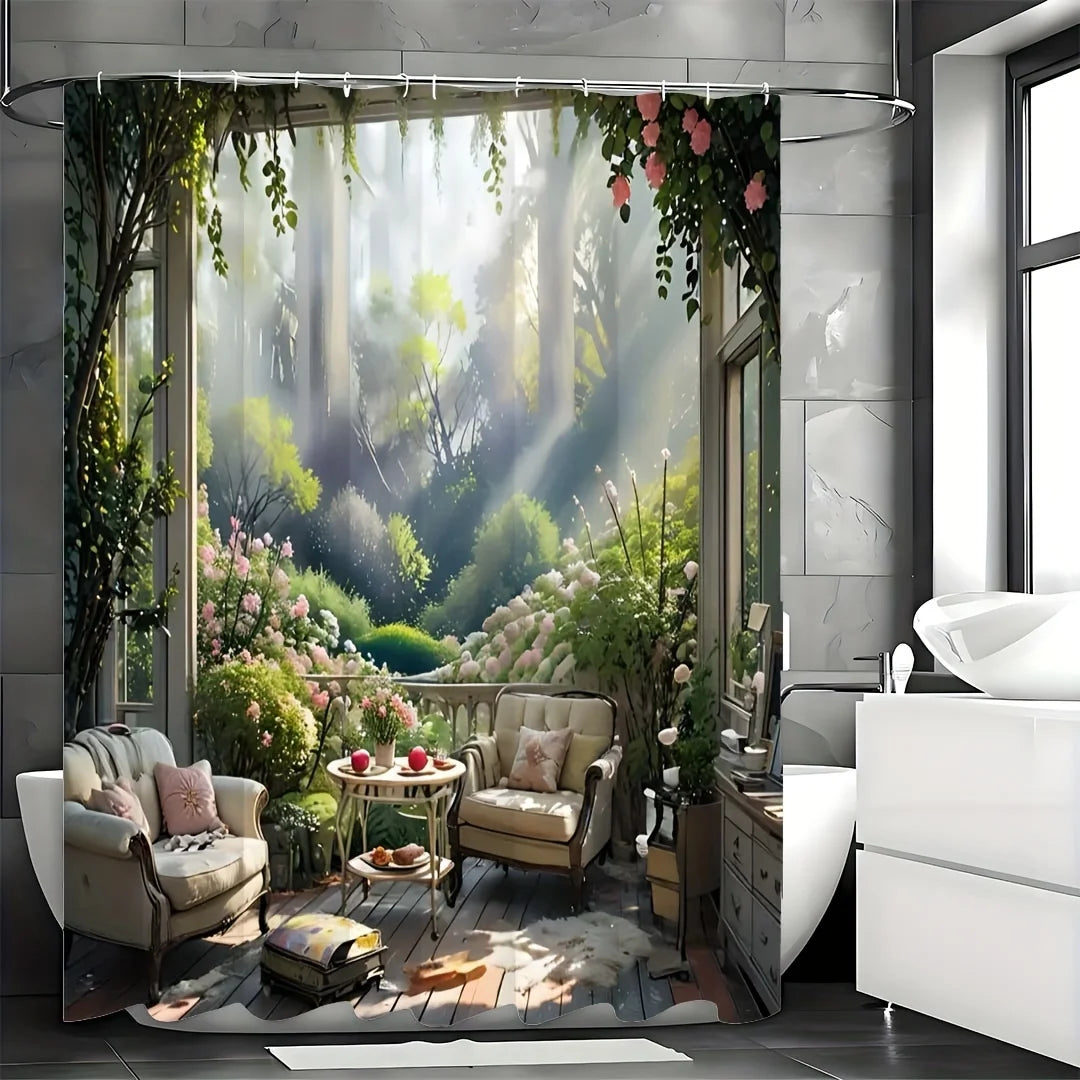 Warm Welcome Decor Romantic Flower Shower Curtain Hooks