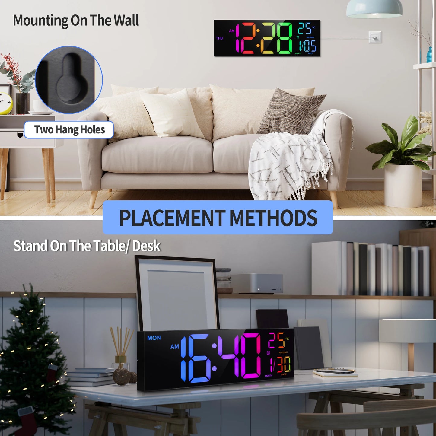 Warm Welcome Decor Digital Wall Clock Remote Temperature