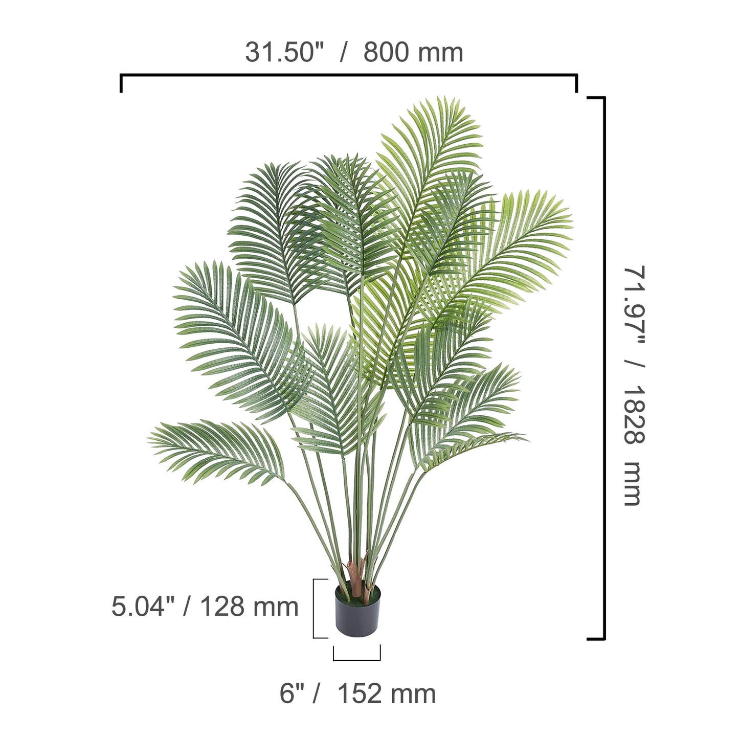 SucceBuy Artificial Palm Tree 4/5/6 FT Faux Plant Secure PE Material & Anti-Tip Tilt Protection Low-Maintenance Plant for Home