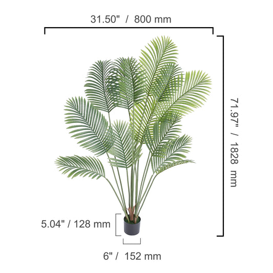 SucceBuy Artificial Palm Tree 4/5/6 FT Faux Plant Secure PE Material & Anti-Tip Tilt Protection Low-Maintenance Plant for Home