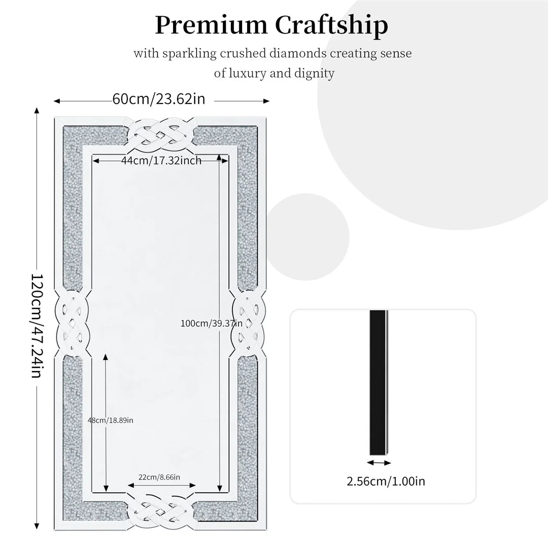 LUVODI Diamond Crush Full Body Wall Mirror For Bathroom