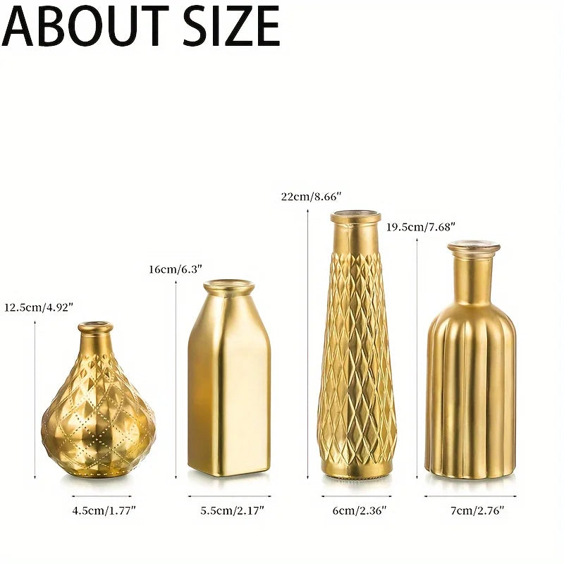 Warm Welcome Decor Cylindrical Glass Vase With Gilded Finish