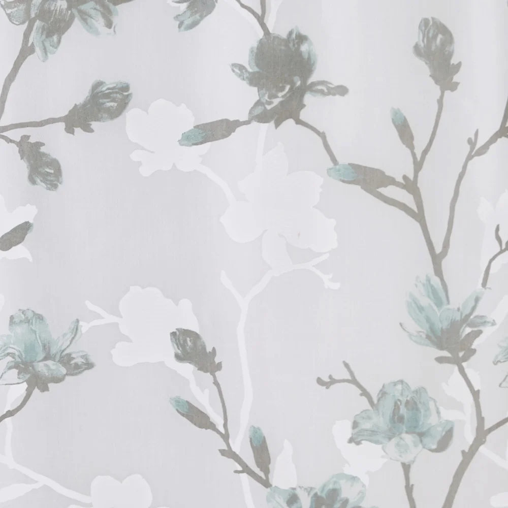 Lightweight Floral Printed Burnout Shower Curtain with Microfiber Liner 72x72 Machine Washable Aqua Grey Bathroom Decor