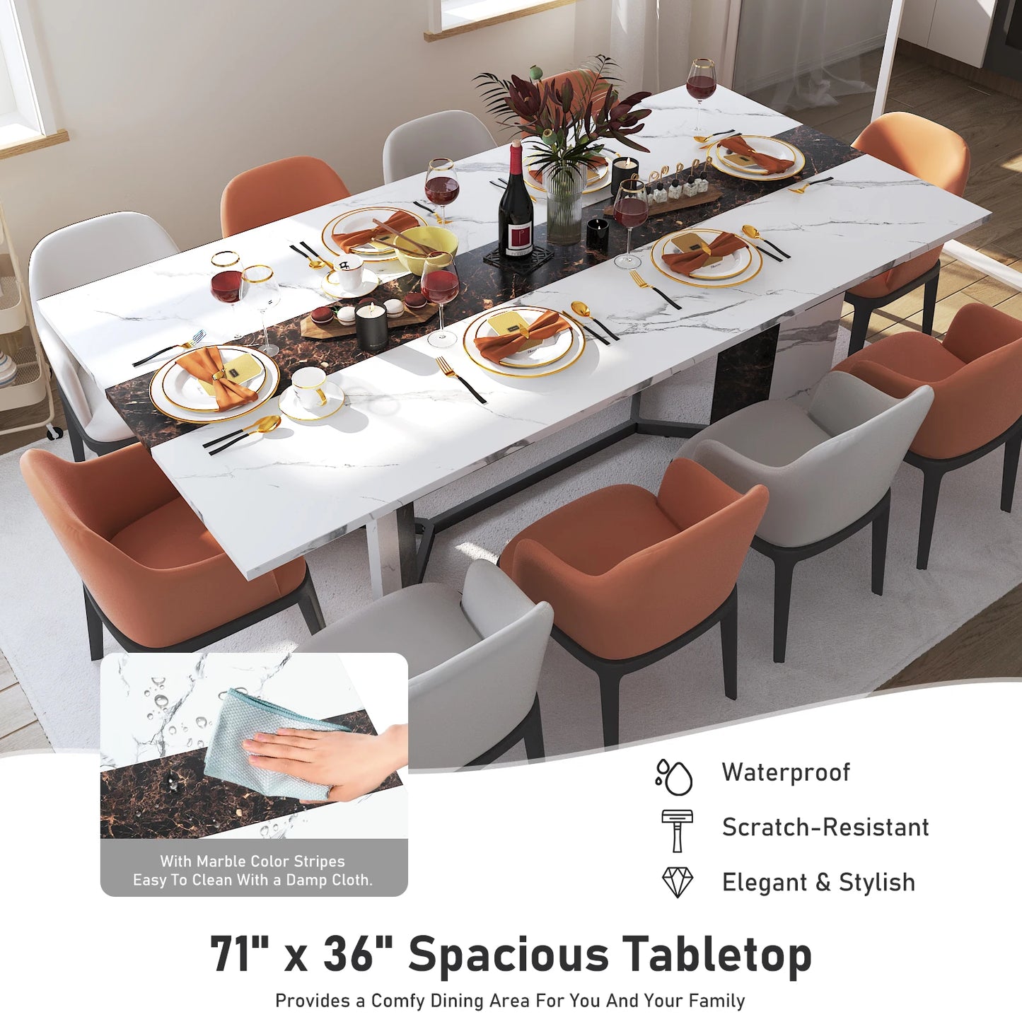 Warm Welcome Decor Dining Table Wood Tabletop Metal Legs