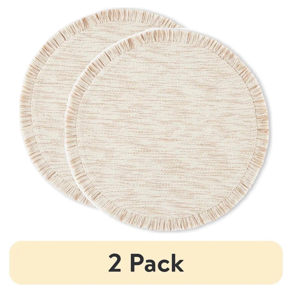 Warm Welcome Decor Round Cotton Jute Placemat 2 Pack Durable