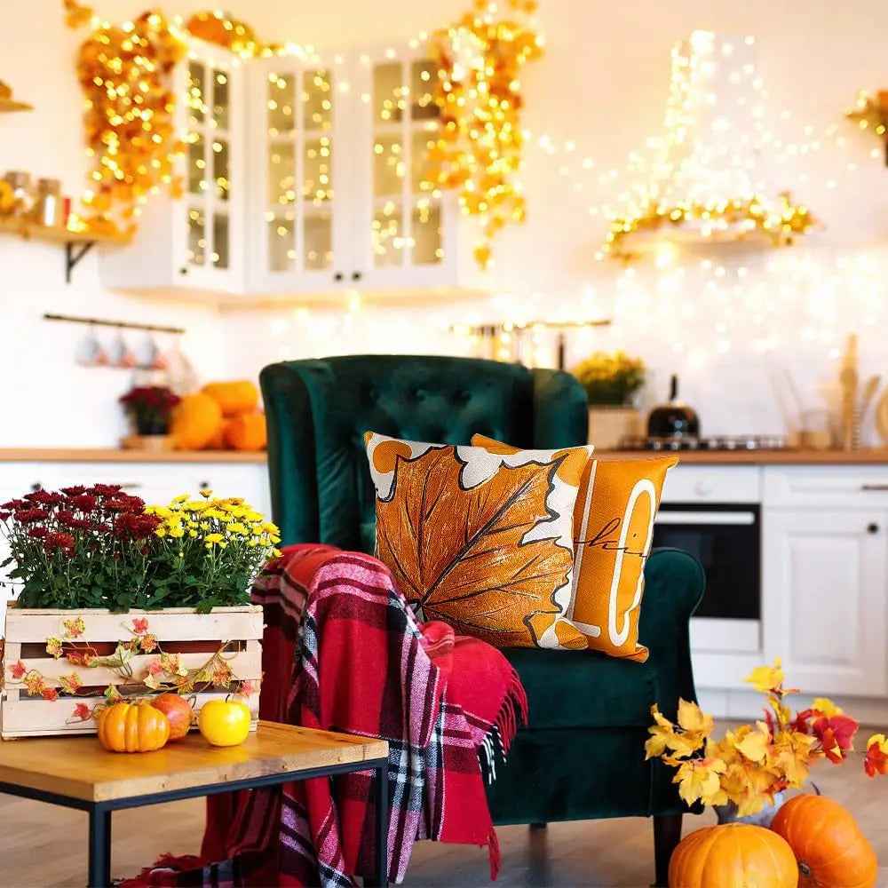Craft of Weaving Fall Pumpkin Leaves Thanksgiving Pillow Covers