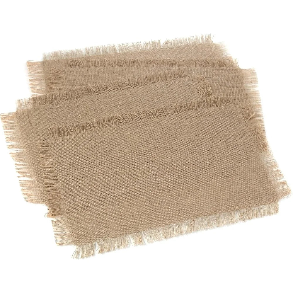 Warm Welcome Decor Fringed Jute Placemat Pack 4 Eco Friendly
