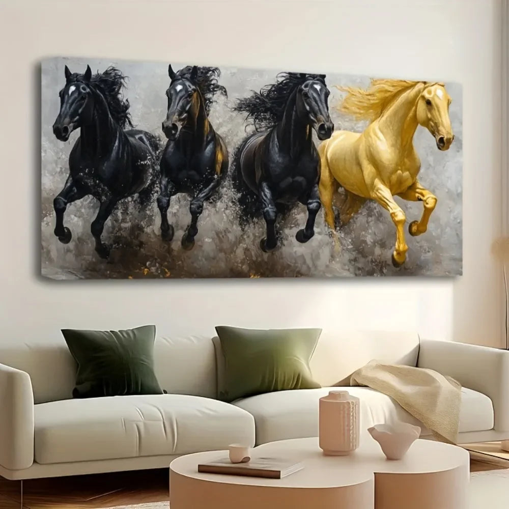 Hign-Concerned Majestic Eight Running Horses Oil Painting