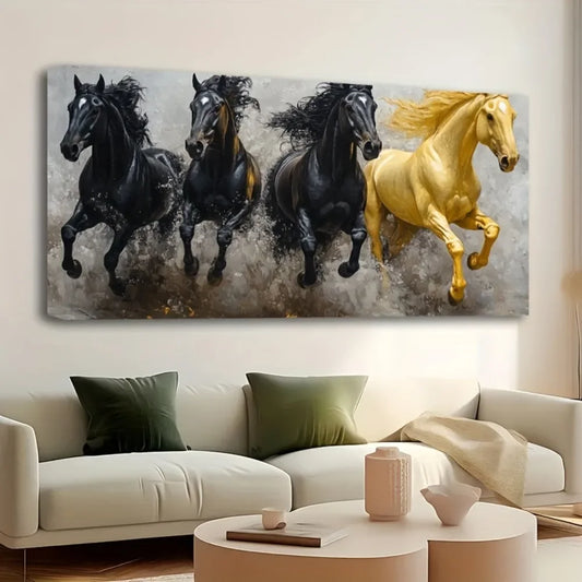 Hign-Concerned Majestic Eight Running Horses Oil Painting