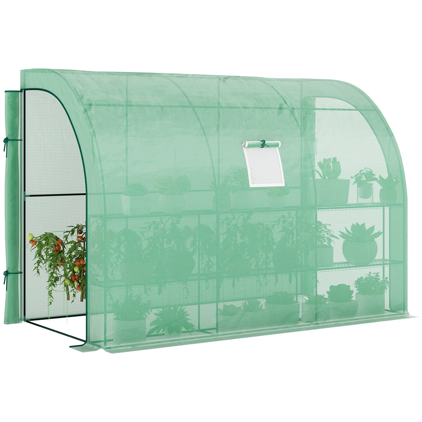 Outsunny Garden Greenhouse With Windows And Zippered Doors