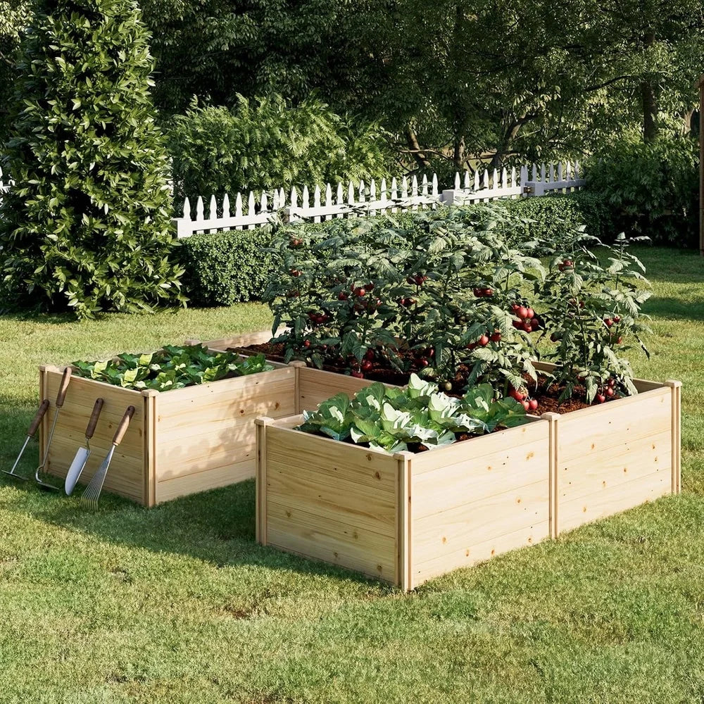 XMSJ Wooden Raised Garden Bed Outdoor Planter Box Vegetables