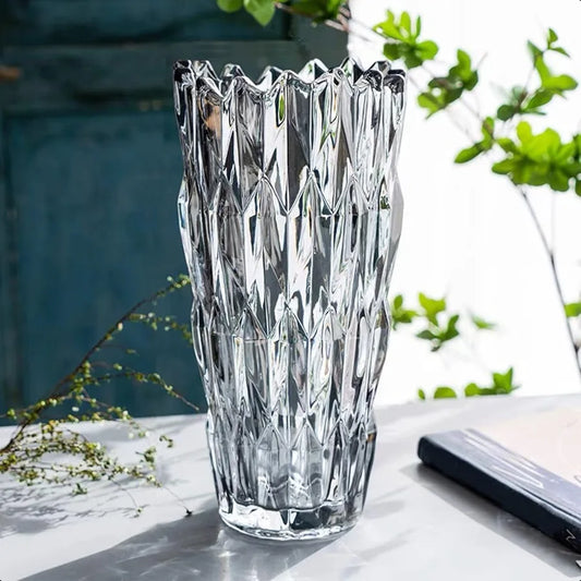 Warm Welcome Decor Crystal Glass Vase Flower Decor Home