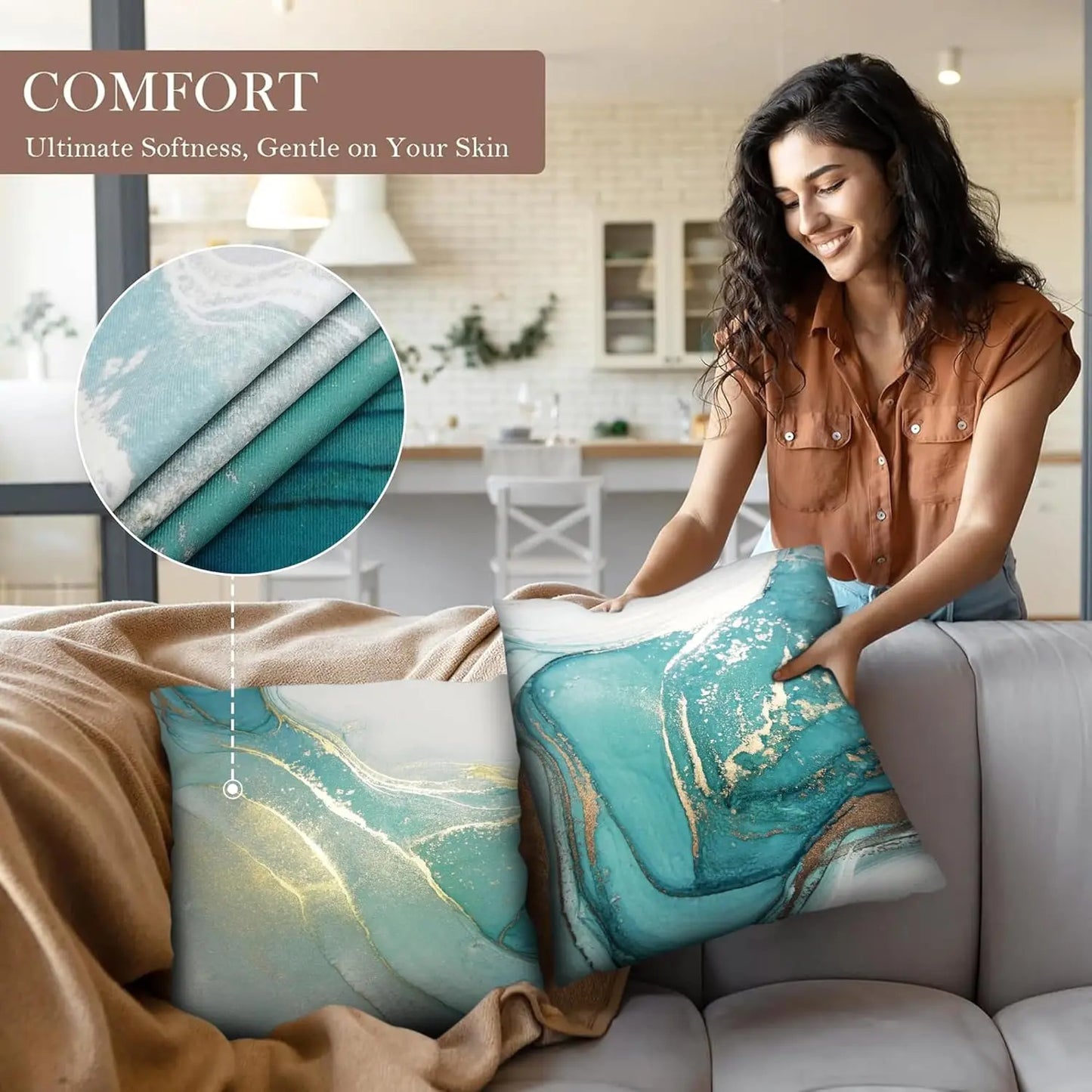 Craft of Weaving Marble Texture Velvet Throw Pillow Covers