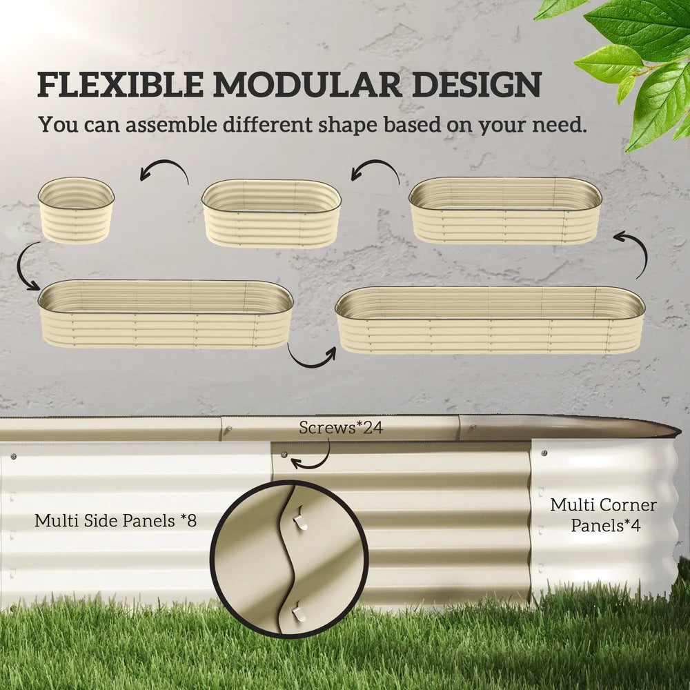 XMSJ Galvanized Raised Garden Bed Kit Modular Planter