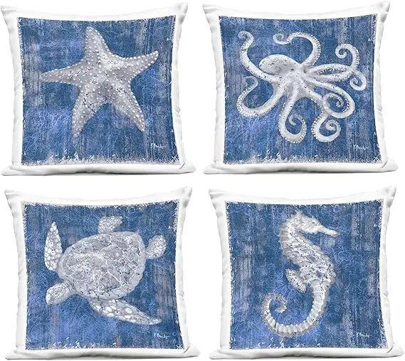 Paul Brent Sea Life Abstract Outdoor Throw Pillow Set