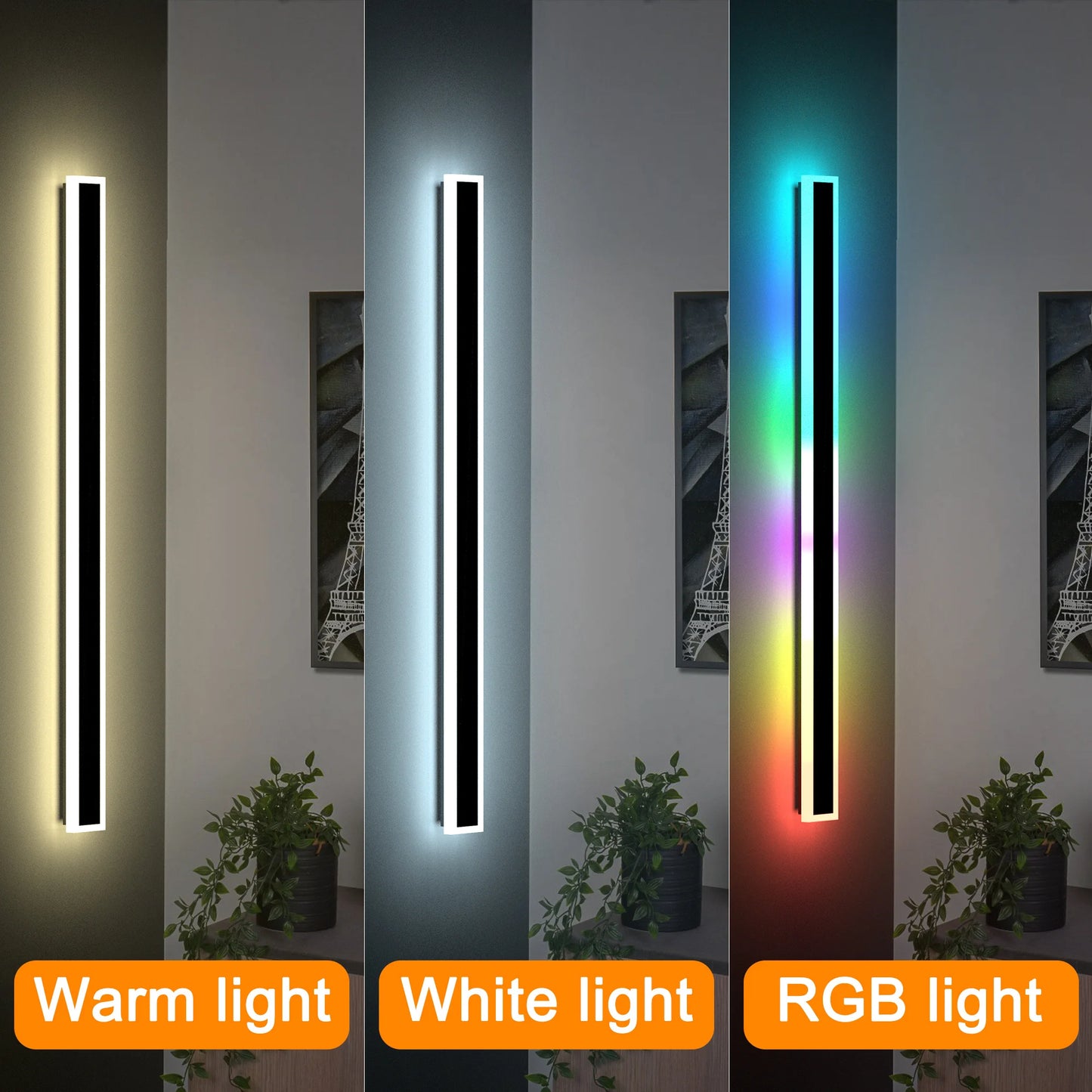 Modern Black LED Wall Lights 2 Pack Long Sconce Fixtures